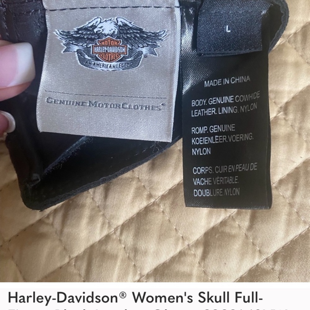 Womens black leather Harley Davidson riding gloves Size Large - Picture 7 of 7